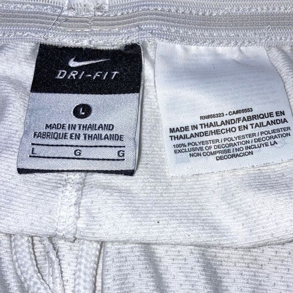 NIKE Dri-FIT Sport Workout White with Black Logo Shorts Womens Large - Picture 10 of 12